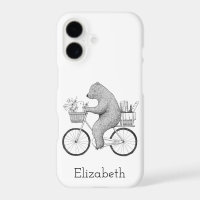 Cute Bear and Bunny on Bike Personalized with name