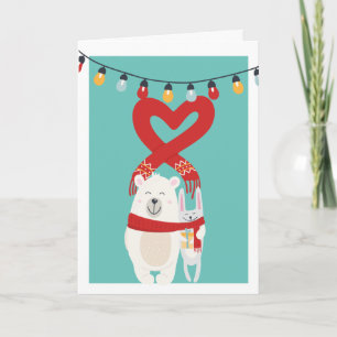 Cute Bear And Bunny Personalised Christmas Holiday Card