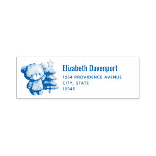 Cute Bear and Christmas Tree Holiday Address Self-inking Stamp