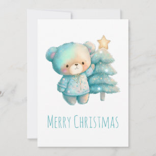 Cute Bear and Christmas Tree Holiday Card