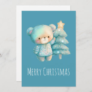 Cute Bear and Christmas Tree Holiday Card