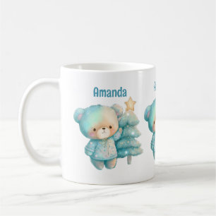 Cute Bear and Christmas Tree Holiday Coffee Mug