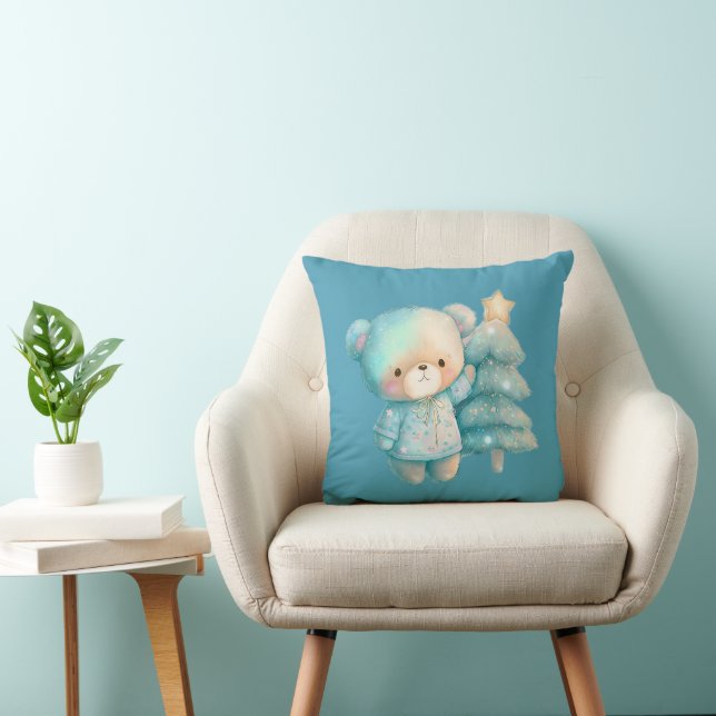 Cute Bear and Christmas Tree Holiday Cushion (Chair)