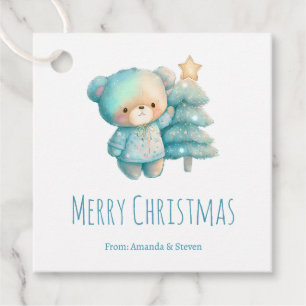Cute Bear and Christmas Tree Holiday Favour Tags