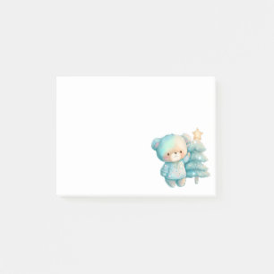 Cute Bear and Christmas Tree Holiday Post-it Notes