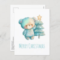 Cute Bear and Christmas Tree