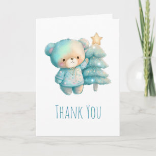 Cute Bear and Christmas Tree Thank You Card