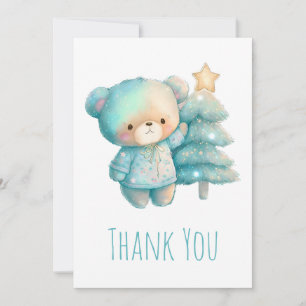 Cute Bear and Christmas Tree Thank You Card