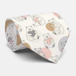 Cute Bear and Hearts -- Pastel Nursery (10) Tie