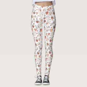 Cute Bear and Hearts -- Pastel Nursery (11) Leggings