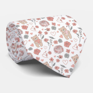 Cute Bear and Hearts -- Pastel Nursery (13) Tie