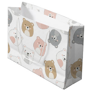 Cute Bear and Hearts -- Pastel Nursery (2) Large Gift Bag