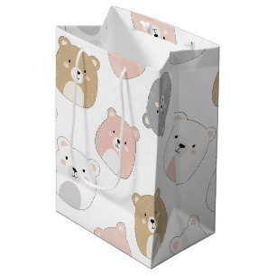 Cute Bear and Hearts -- Pastel Nursery (2) Medium Gift Bag