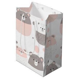 Cute Bear and Hearts -- Pastel Nursery (3) Medium Gift Bag