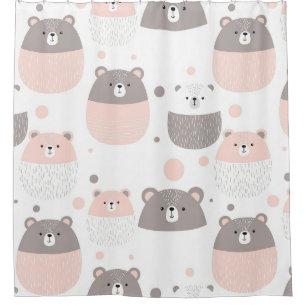 Cute Bear and Hearts -- Pastel Nursery (3) Shower Curtain