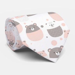 Cute Bear and Hearts -- Pastel Nursery (3) Tie