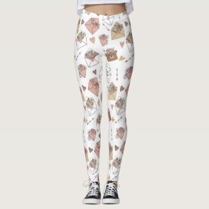Cute Bear and Hearts -- Pastel Nursery (5) Leggings