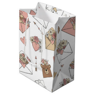 Cute Bear and Hearts -- Pastel Nursery (5) Medium Gift Bag