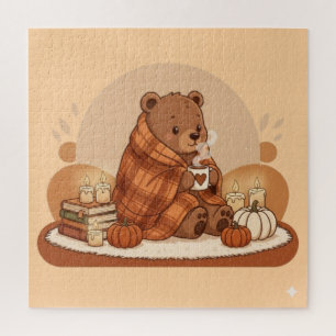 Cute Bear and Warm Autumn Vibes Art  Jigsaw Puzzle