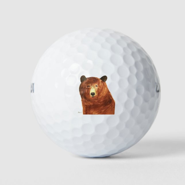 Cute bear animal grizzly wild wildlife watercolor  golf balls (Front)