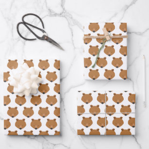 Cute Bear Animal Wrapping Paper Sheet