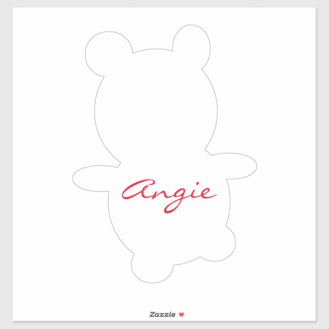 Cute Bear Any Colour Name Car Sticker (Sheet)
