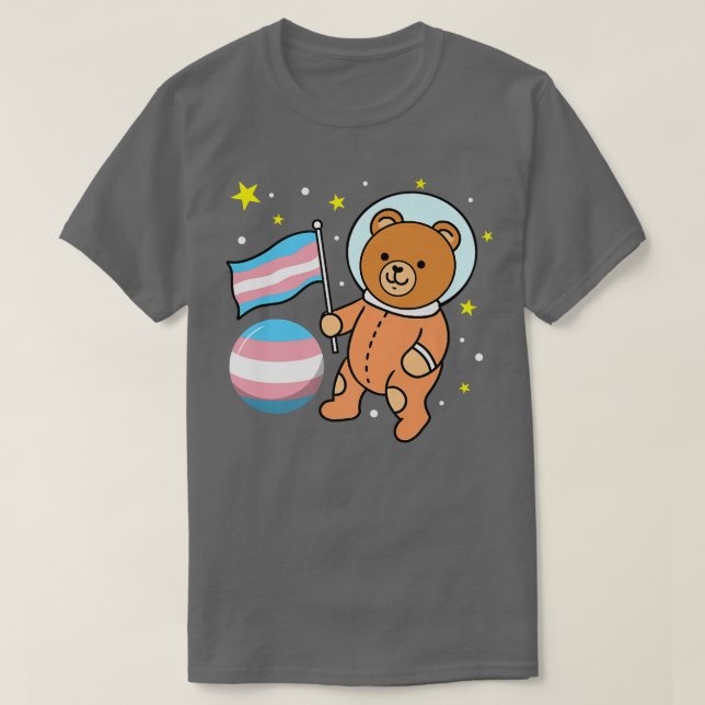 Cute Bear Astronaut Trans Pride  T-Shirt (Design Front)