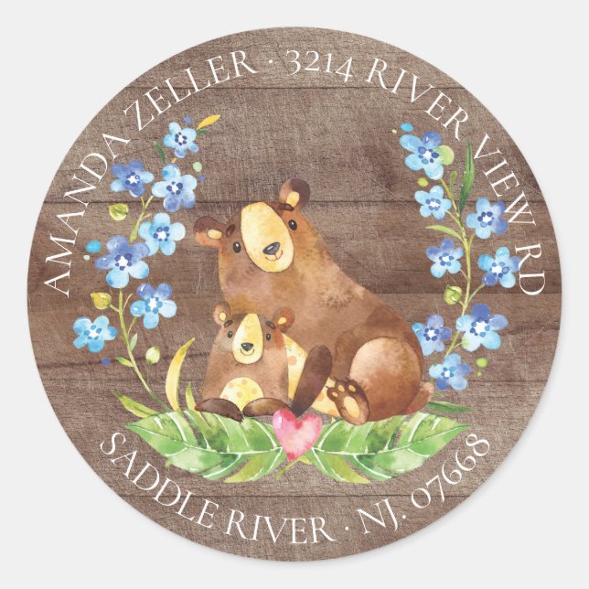 Cute Bear Baby Shower Return Address Label (Front)