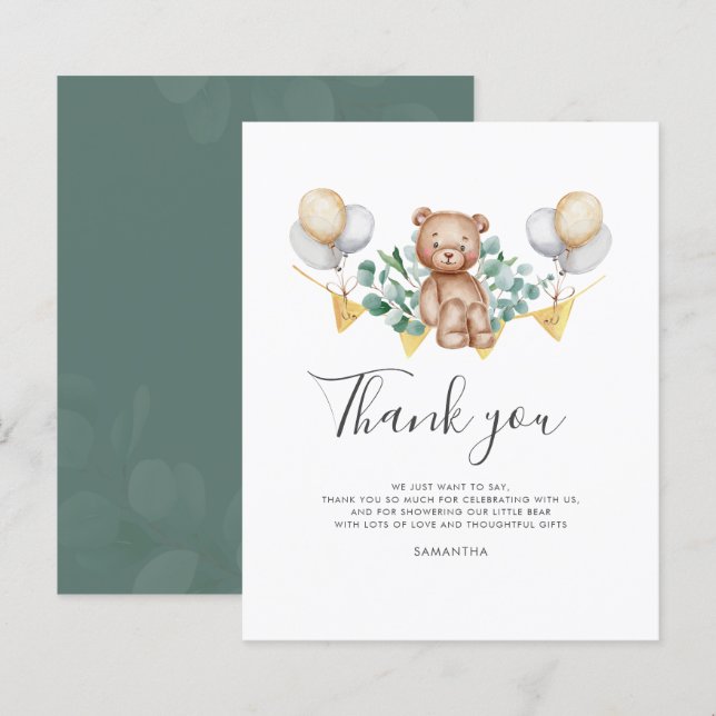 Cute Bear Baby Shower Thank You (Front/Back)