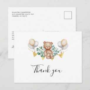 Cute Bear Baby Shower Thank You Invitation Postcard
