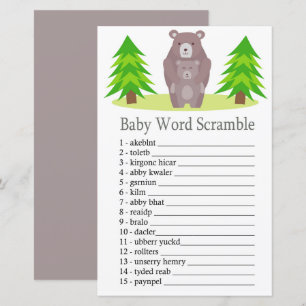 Cute Bear Baby word scramble game