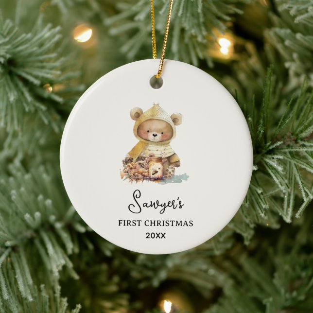 Cute Bear Baby's First Christmas Ceramic Tree Decoration (Tree)