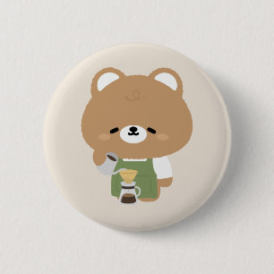 Cute Bear Barista 6 Cm Round Badge