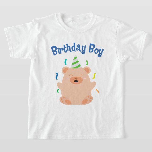 Cute Bear Birthday Boy T-Shirt (Laydown)