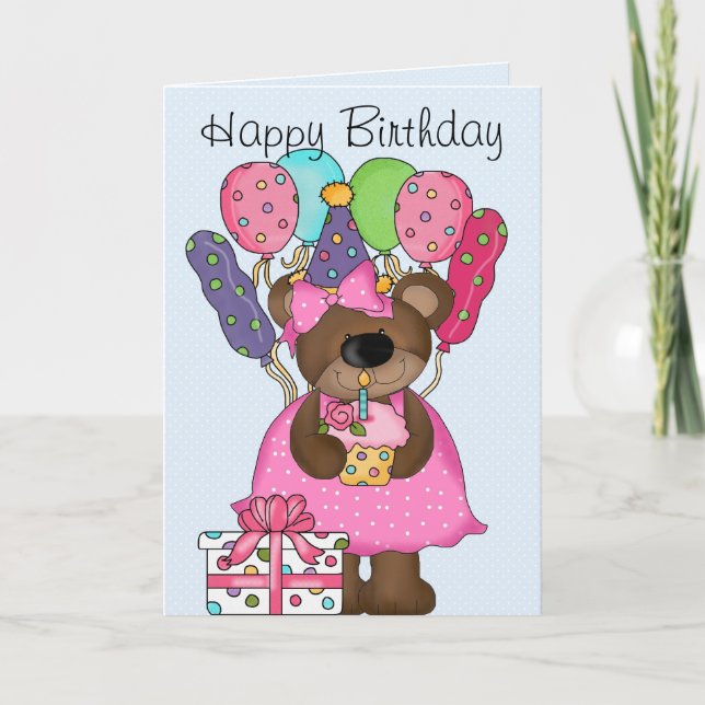 Cute Bear Birthday Card (Front)