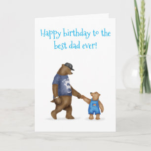 Cute bear birthday card for the best dad ever