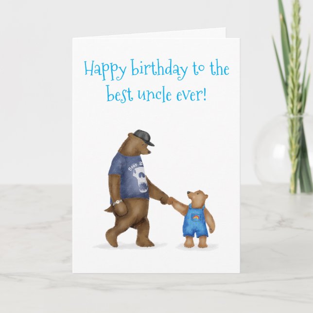 Cute bear birthday card for the best uncle ever (Front)