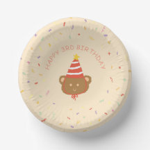Cute Bear Birthday Party Paper Bowls