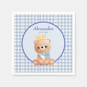 Cute Bear Blue Gingham Napkin