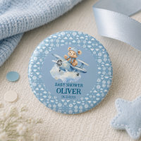 Cute Bear Blue Plane Time Flies One 1st Birthday
