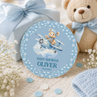 Cute Bear Blue Plane Time Flies One 1st Birthday