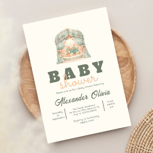 Cute Bear Boho Baby Shower Invitation