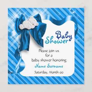 Cute bear boy baby shower invitation