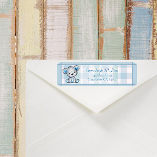 Cute Bear Boy Baby Shower Return Address