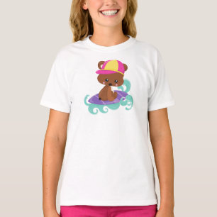 Cute Bear, Brown Bear, Little Bear, Surfing Board T-Shirt