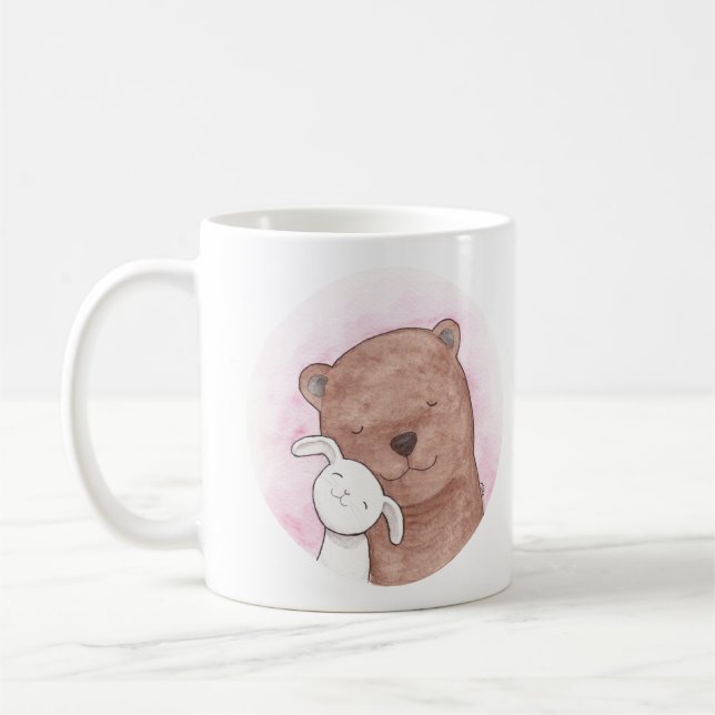 Cute Bear & Bunny Love Couple Mug Animal mug (Left)