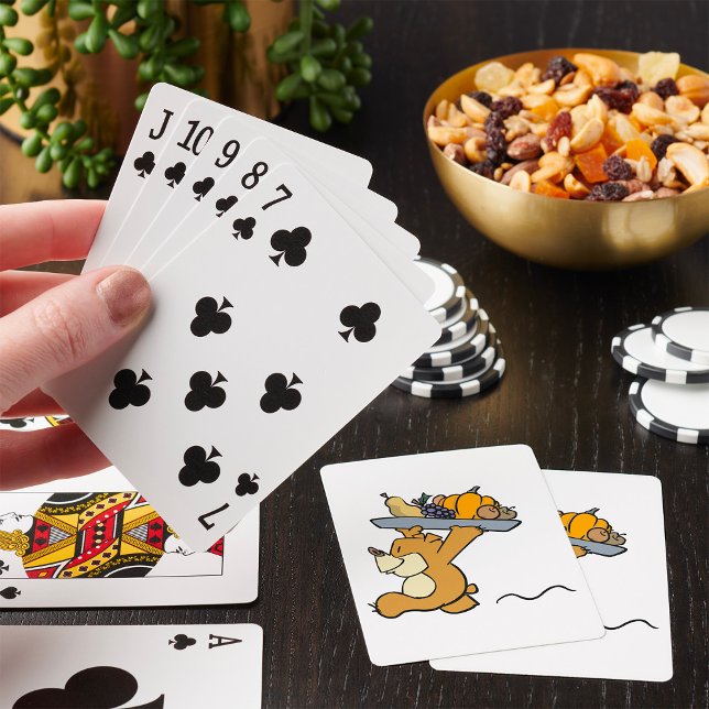 Cute Bear Carrying a Festive Harvest Platter  Playing Cards (Creator Uploaded)
