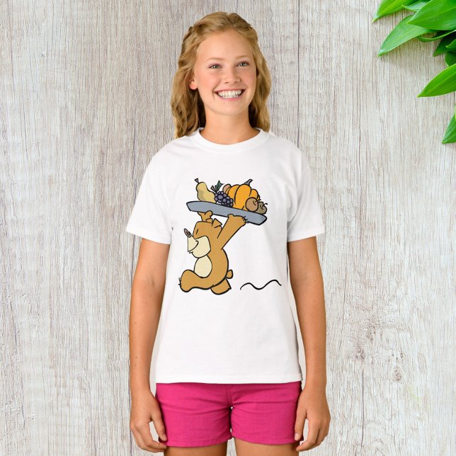 Cute Bear Carrying a Festive Harvest Platter  T-Shirt (Creator Uploaded)