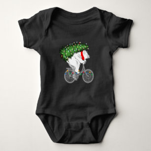 Cute Bear Carrying Christmas Tree Gift For Cyclist Baby Bodysuit