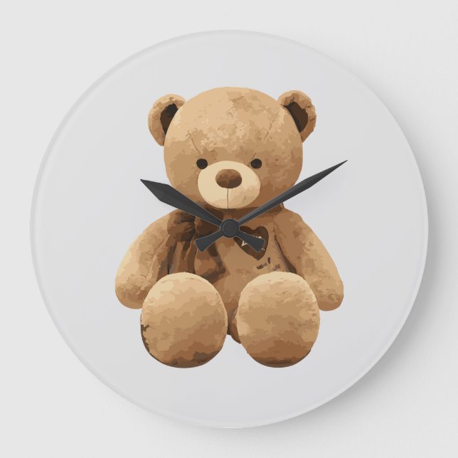 cute bear cartoon pattern large clock (Front)